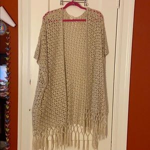 Crochet open tassel cardigan
